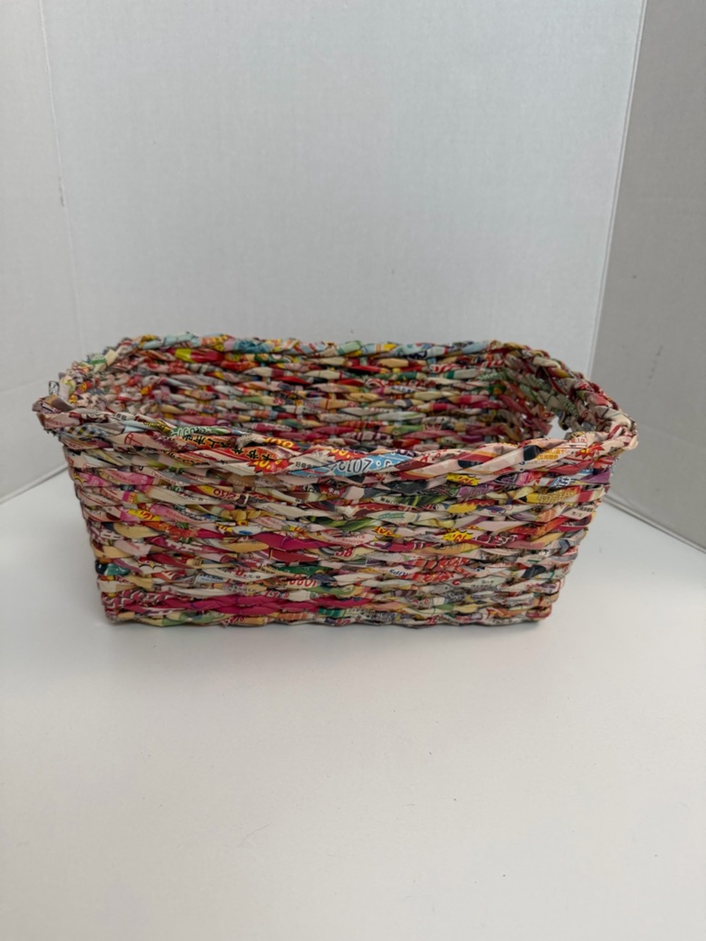 Handwoven Paper Basket Storage Organization Desk Recycled Eco Friendly Medium - Picture 3 of 12